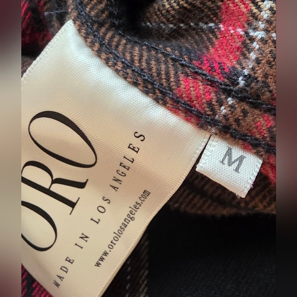 ORO Made In Los Angeles Red Plaid Shirt, Side Zip Pockets, Unisex Xl Wom, MED M - Picture 11 of 13